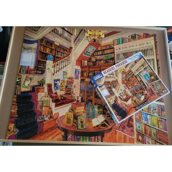 White Mountain Readers Paradise 1000 Piece Jigsaw Puzzle Complete - Picture 1 of 7